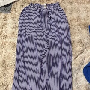 SHEIN Purple and White Striped Wide Leg Pants